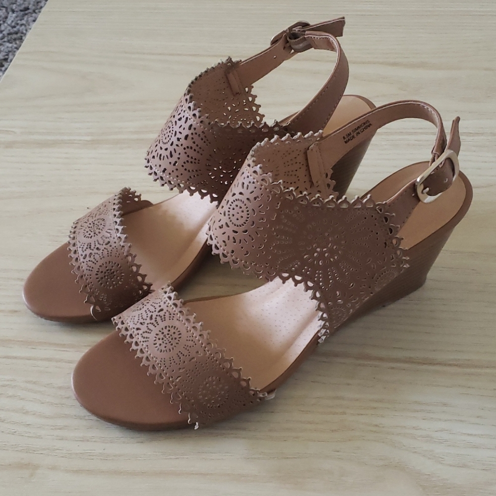 Strappy Cognac Wedges